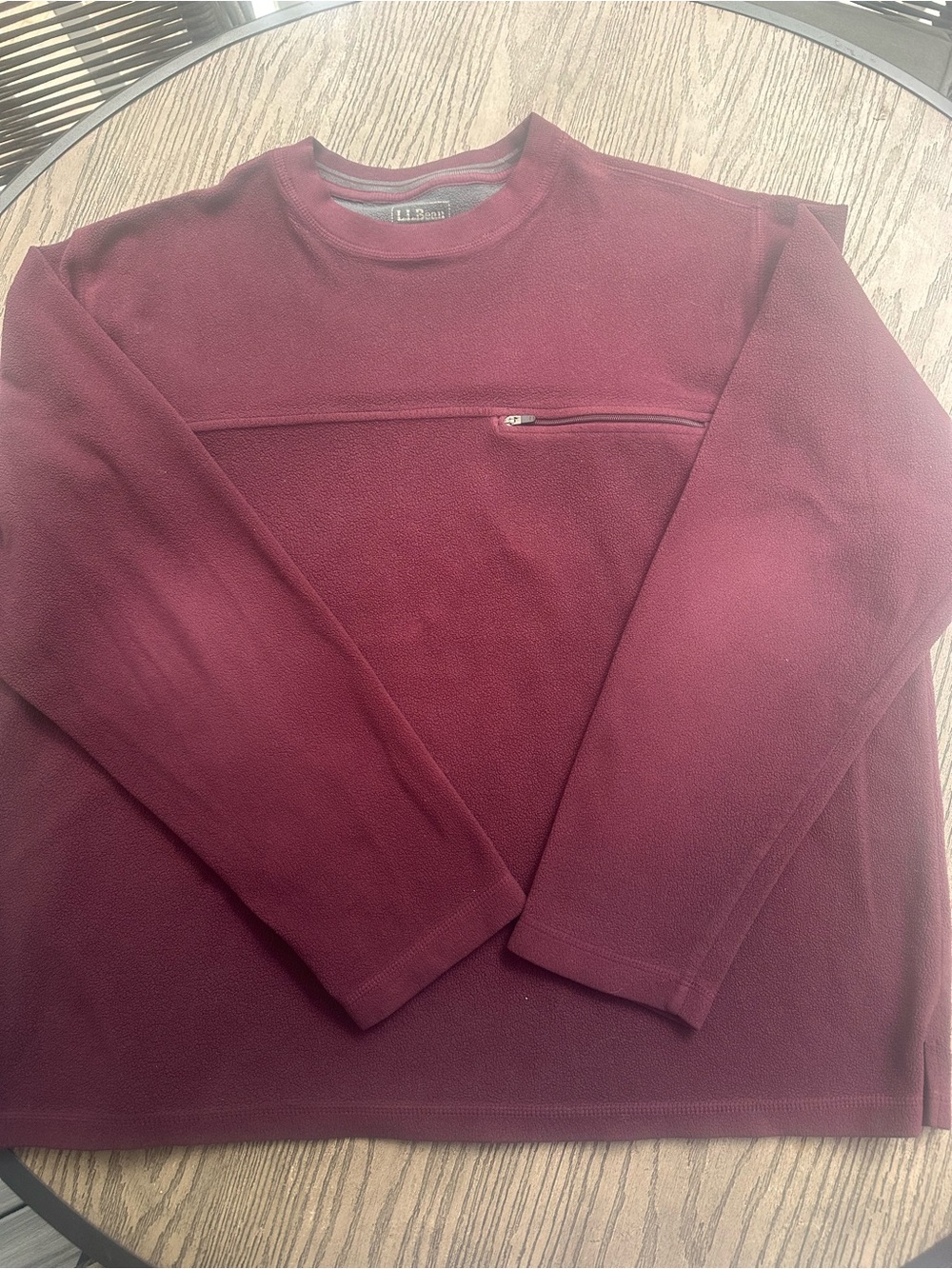 L.L. Bean Women's Burgundy Crew Neck Fleece Sweater